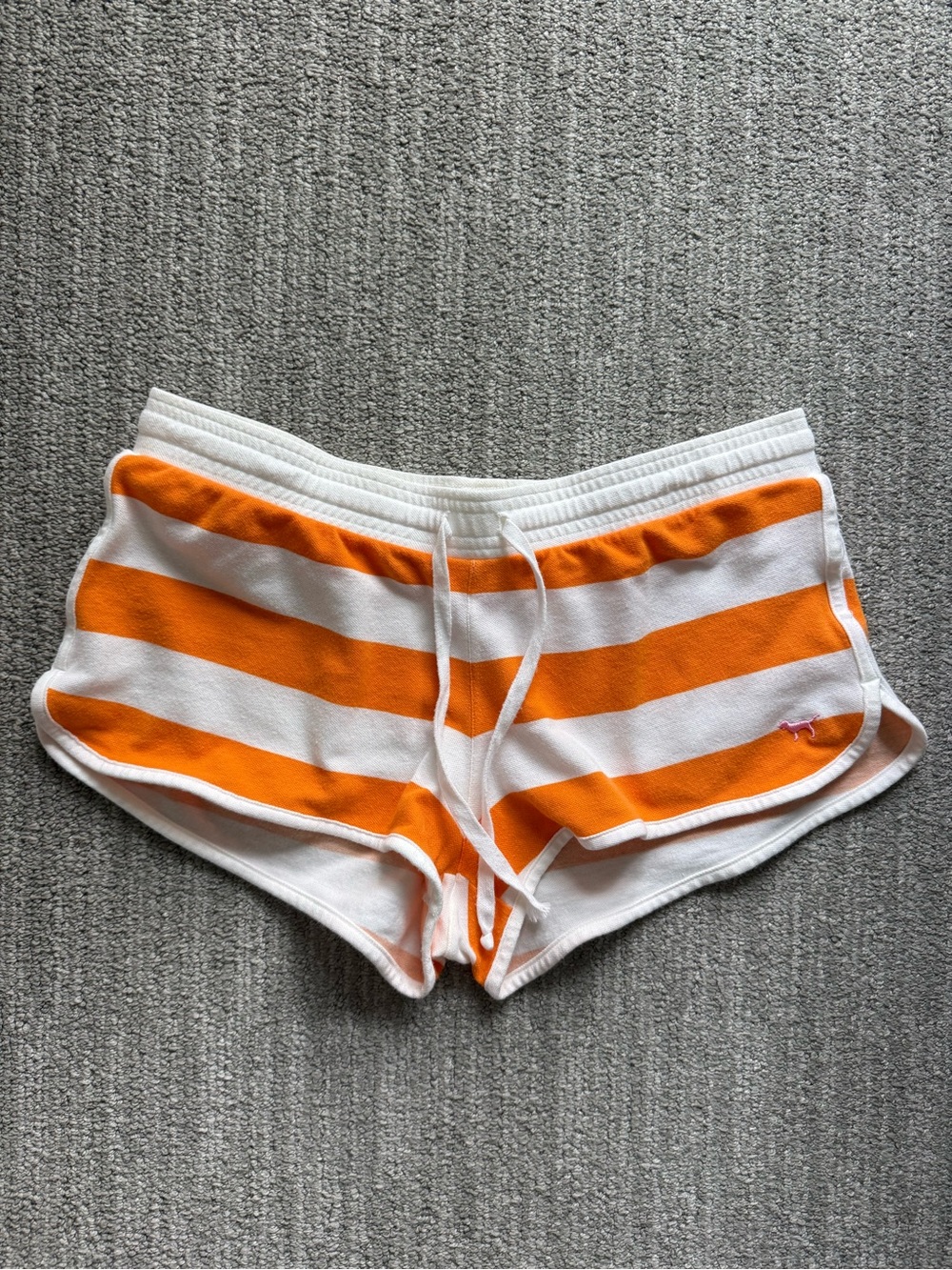 PINK Victoria's Secret Orange & White Striped Athletic Shorts